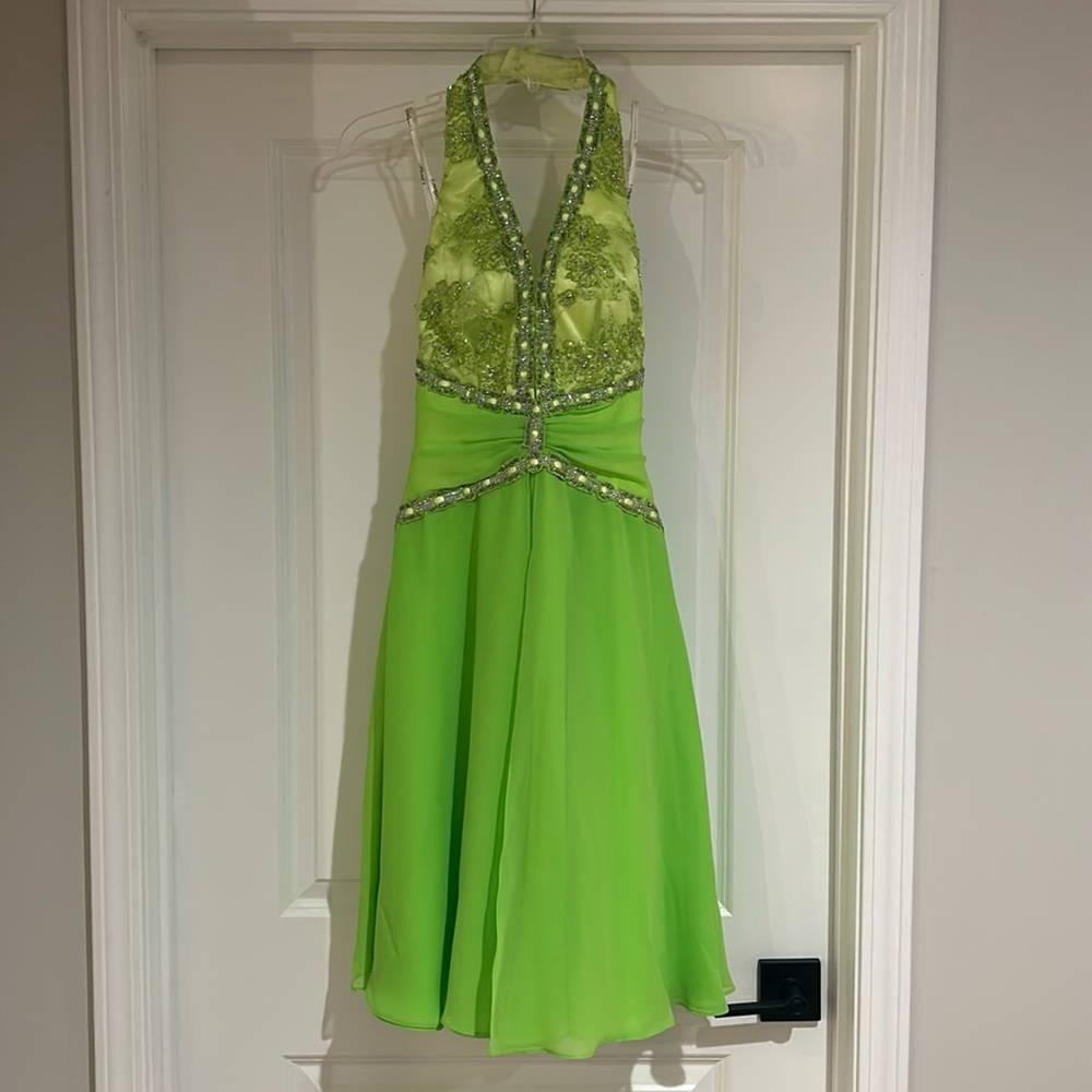 Formal Tea Length Beaded Dress